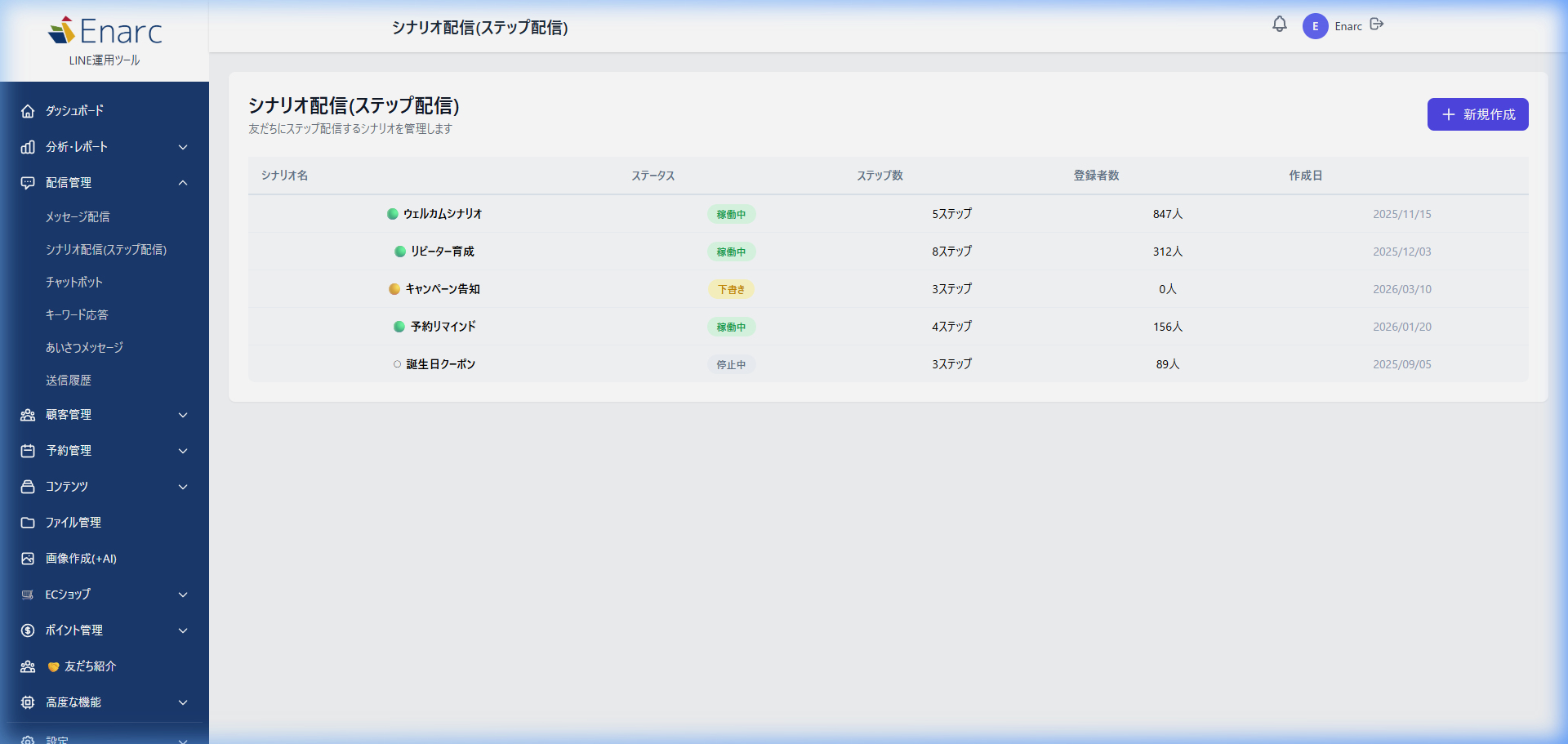 シナリオ配信画面 - フロー設計